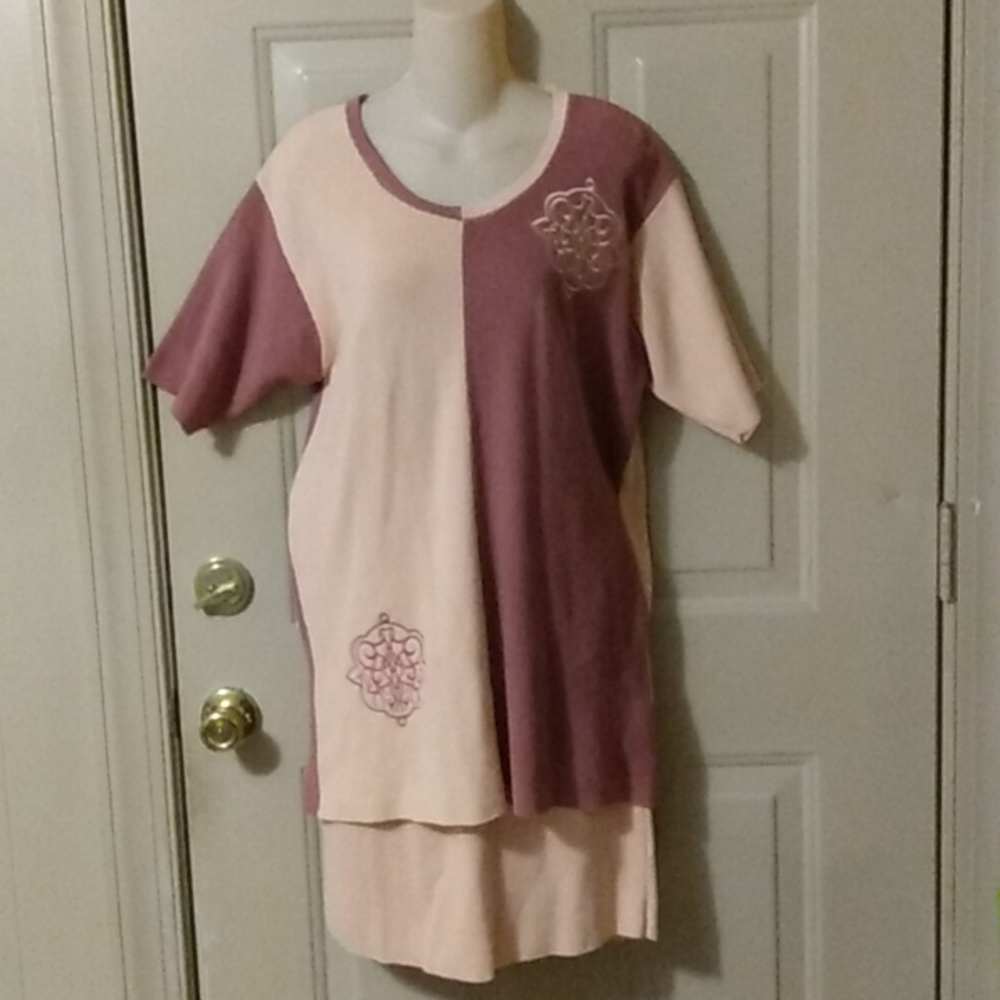 80s two toned color block sweater skirt set